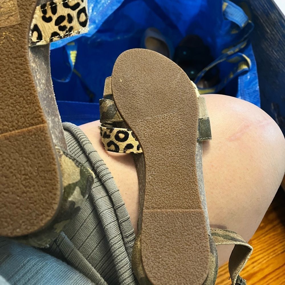 Leopard & Tan Suede Ankle-Strap Women's Sandals - Picture 5 of 5
